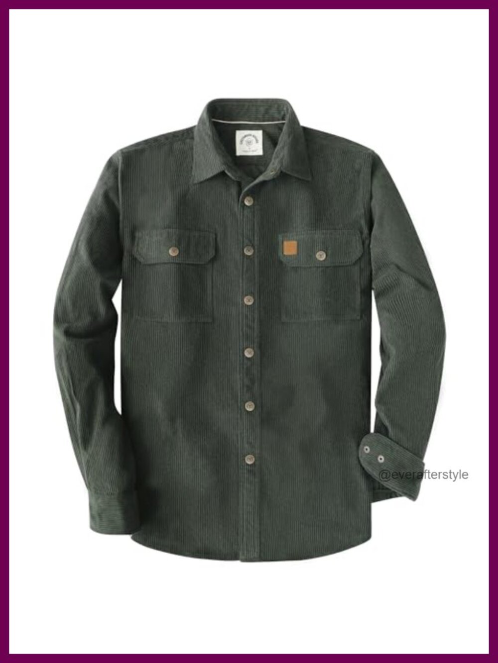 Heavyweight Corduroy Shirt Jacket Snap Button Long Sleeve Regular Fit Work